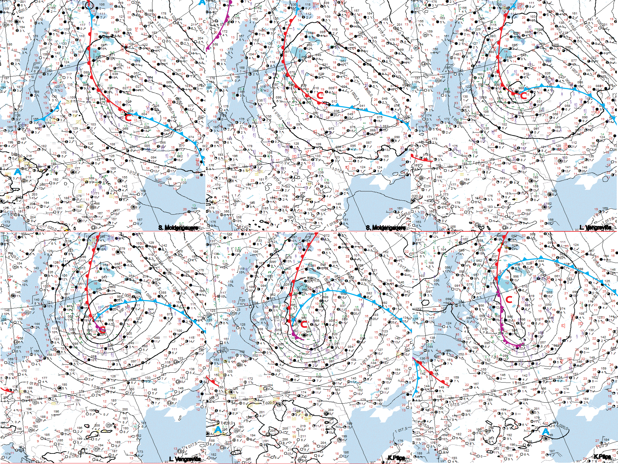 LVĢMC frontālā analīze no 23. augusta pl. 06.00 UTC līdz 24. augusta pl. 12.00 UTC