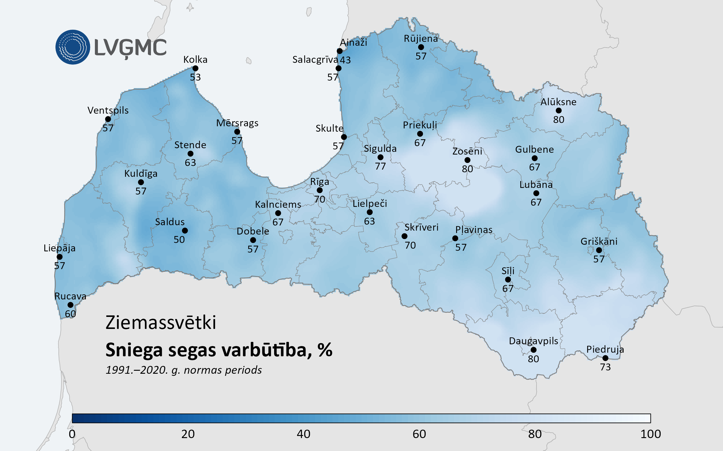 Ziemassvētki ar sniega segu klimatiskās normas periodā